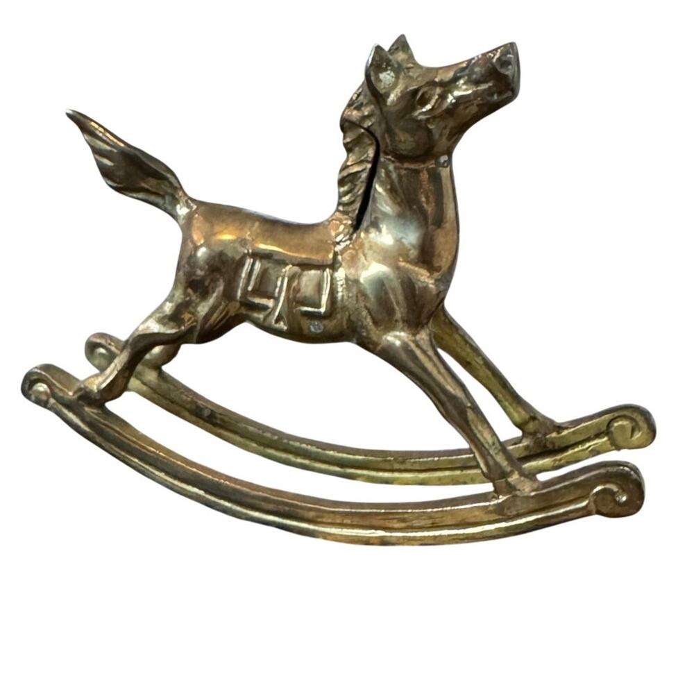 Vtg‎ Brass Rocking Horse Small Nursery MCM Mid-Century Modern Baby Room Heritage